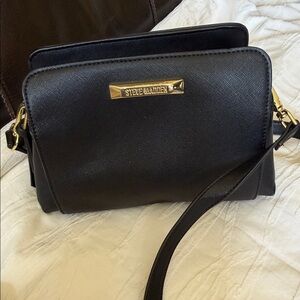 Steve Madden Black Crossbody with Gold Hardware Plaque
